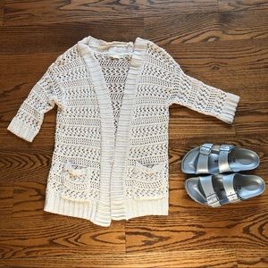 Staring at Stars ✨ Cream crochet lace open sweater